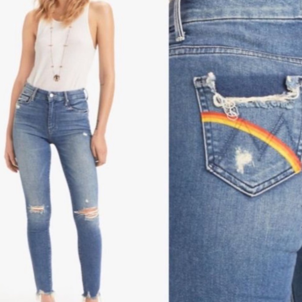 Mother Denim Jeans with Rainbow Pocket
